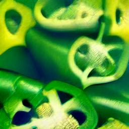 generated: a green pepper sliced into many pieces #2